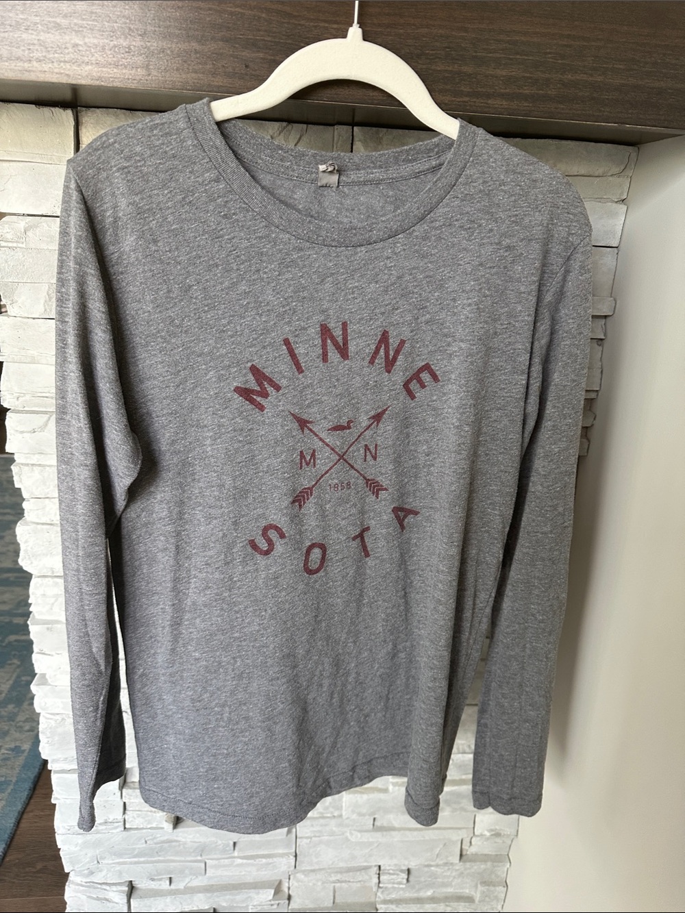 Gray 'Minnesota' Long Sleeve Graphic Tee
